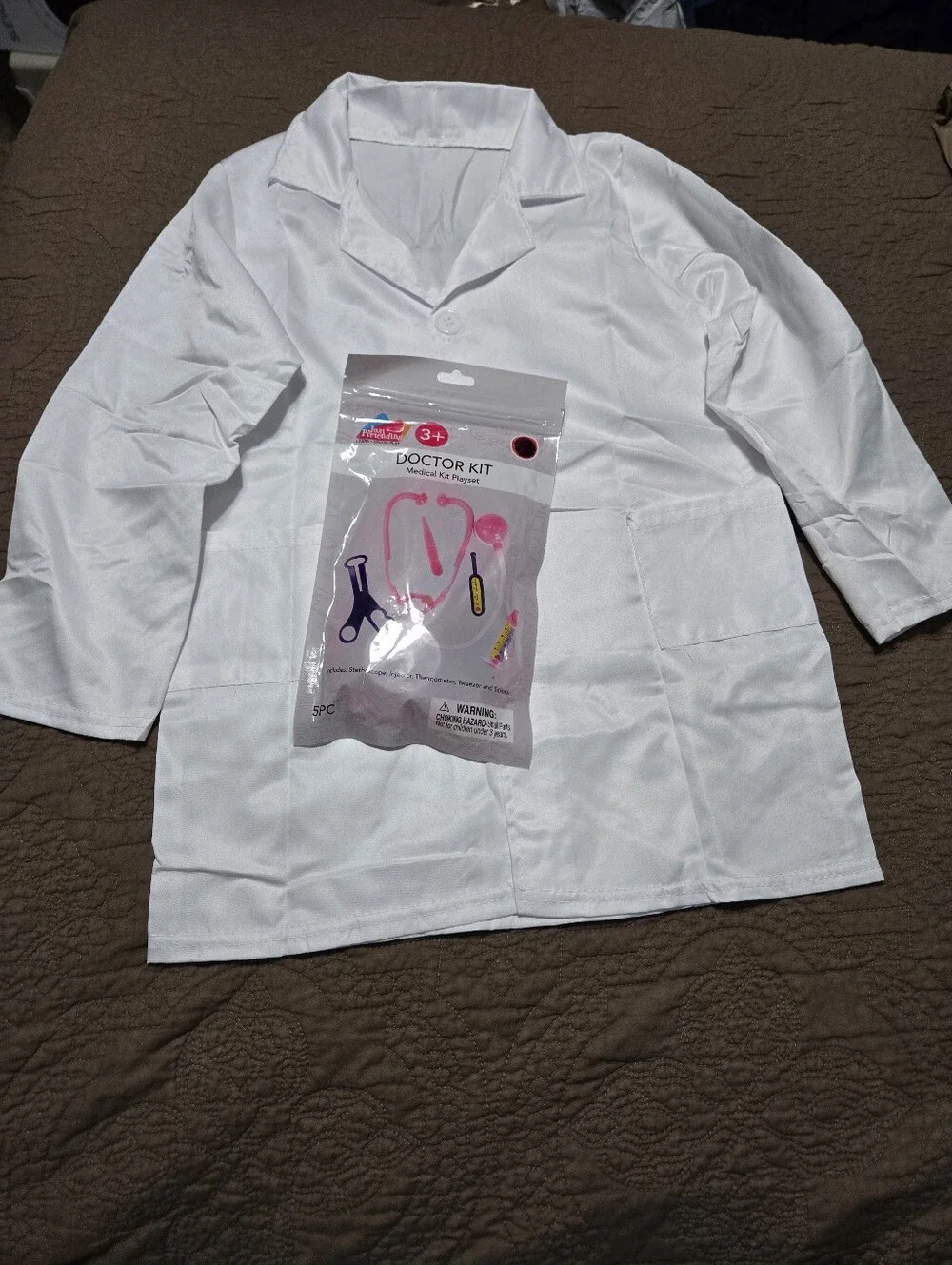 Doctor Kids Halloween Costume with Pink Medical Kit Playset Size M